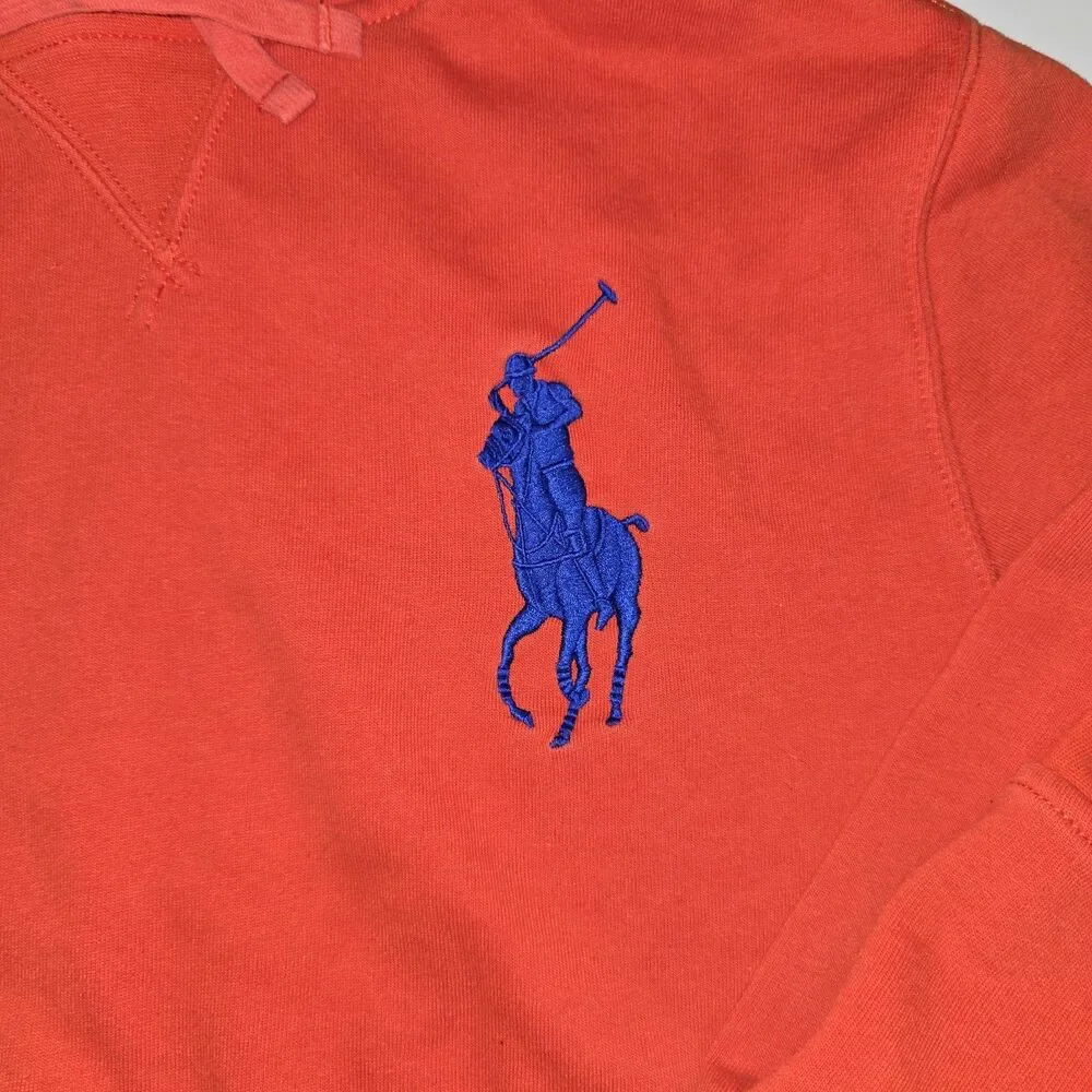Polo Ralph Lauren Hoodie Mens Medium Red Fleece Big Pony Pullover